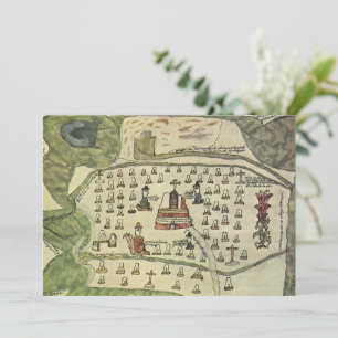 Montezuma's Aztec Empire, Antique World Map, 1577 Invitation