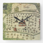 Montezuma's Aztec Empire, Antique World Map, 1577 Square Wall Clock