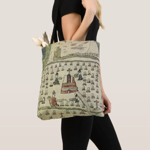 Montezuma's Aztec Empire, Antique World Map, 1577 Tote Bag