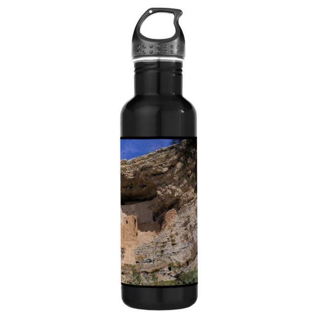 Montezuma's Castle National Monument Stainless Steel Water Bottle (Front)