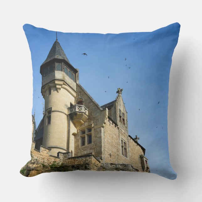 Montfort castle, Dordogne, France Throw Pillow (Front)