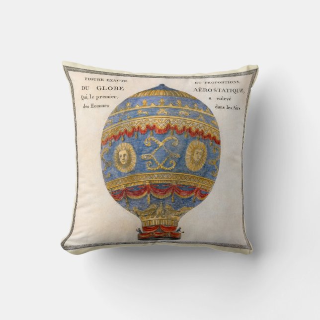 Montgolfier Brothers Hot Air Balloon Throw Pillow (Front)