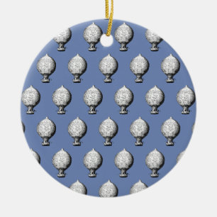Montgolfier Vintage Hot Air Balloon Pattern Ceramic Ornament