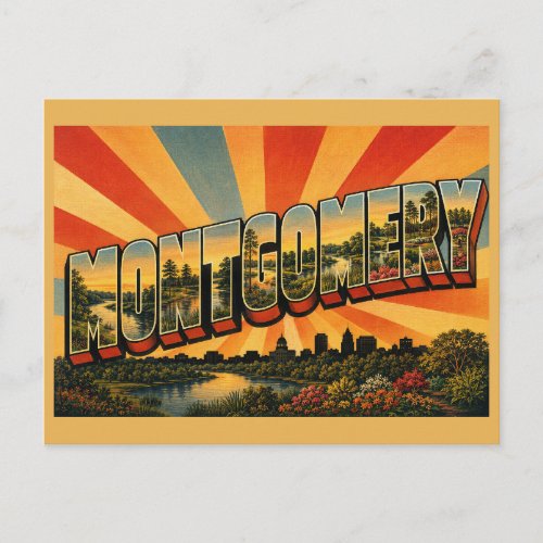 Montgomery Alabama River Garden Vintage Art Postcard