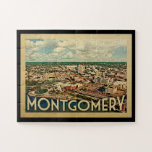 Montgomery Alabama Vintage Travel Jigsaw Puzzle<br><div class="desc">Montgomery Alabama design in Vintage Travel style featuring the Montgomery,  Alabama city skyline laid out in vast view.</div>