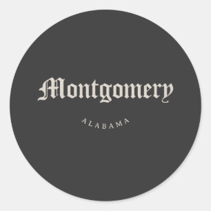 Montgomery Alabama White Font Classic Round Sticker