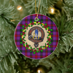Montgomery Badge & Tartan Personalized Christmas Ceramic Ornament