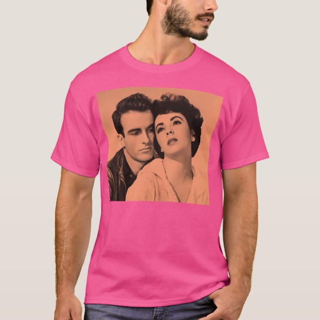 Montgomery Clift And Elizabeth Taylor In Orange T-Shirt (Front)