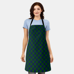 Montgomery tartan green blue plaid apron