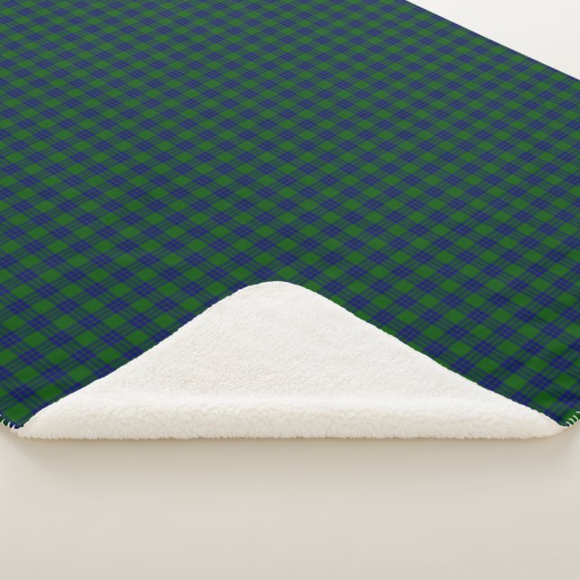 Montgomery tartan green blue plaid sherpa blanket (3/4)