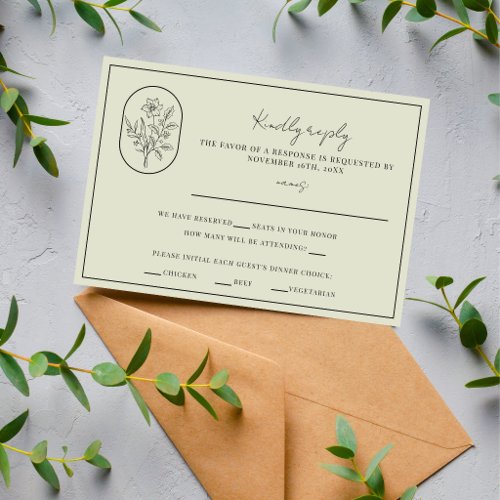 Month Flower | December | Fully Customize Wedding RSVP Card