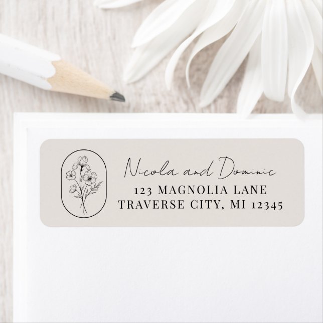 Month Flower | February | Wedding Return Address Label (Insitu)