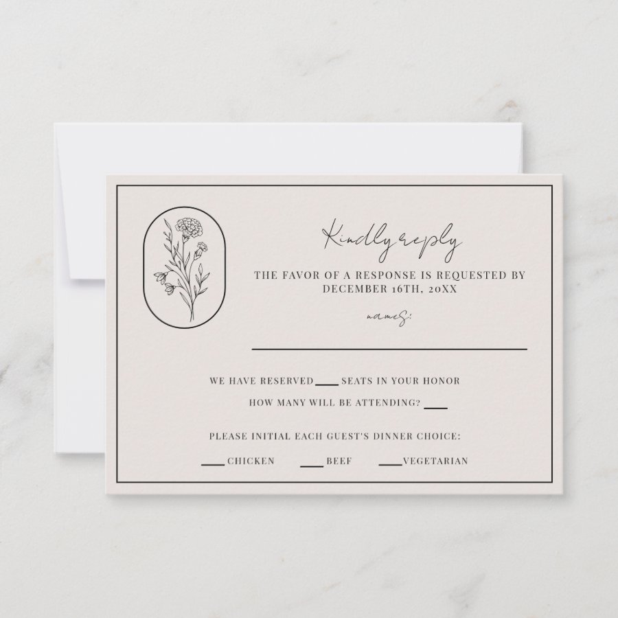 Month Flower | January | Fully Customize Wedding RSVP Card