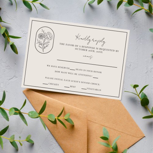 Month Flower | November | Fully Customize Wedding RSVP Card