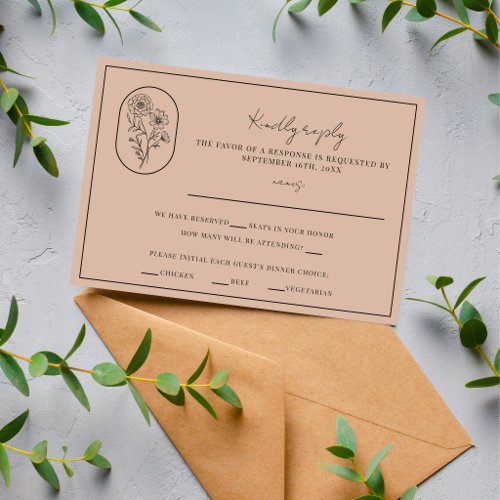 Month Flower | October | Fully Customize Wedding RSVP Card