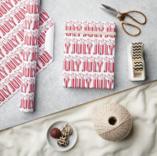 Month July Canadian Maple Leaf Canada Day Wrapping Paper