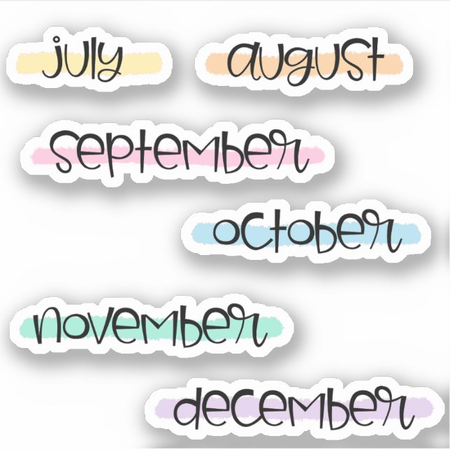 Month Name Headers -Highlight- (Jan to June) Sticker (Front)