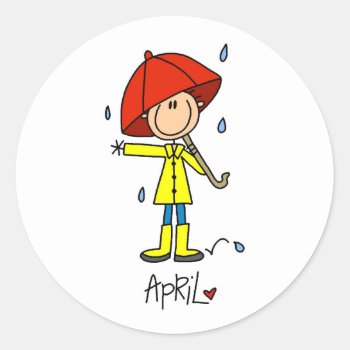 Month Of April Classic Round Sticker by stick_figures at Zazzle