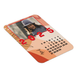 Month of April New Year 2025 Calendar Family Photo Magnet