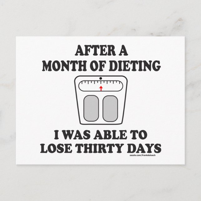 MONTH OF DIETING T-SHIRTS AND GIFTS POSTCARD (Front)