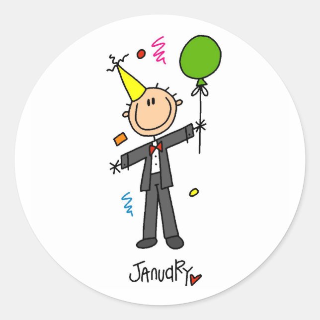 Month of January Classic Round Sticker (Front)