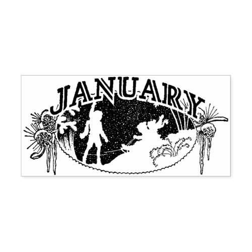 Month of January  Rubber Stamp 