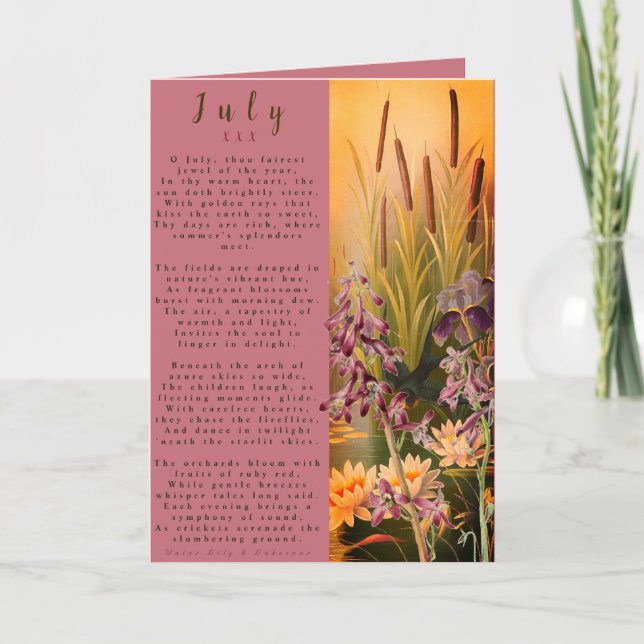 Month of July Born In Prose Flower Card (Front)
