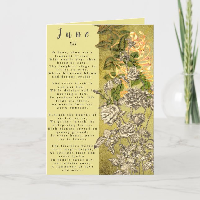 Month of June Birth Prose Flower Card (Front)