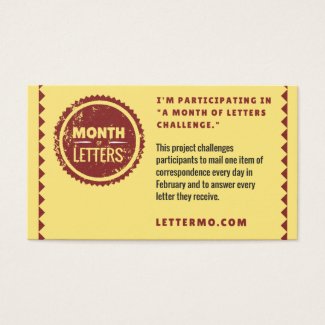 Month of Letters Challenge explanation card