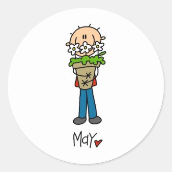 Month Of May Classic Round Sticker by stick_figures at Zazzle