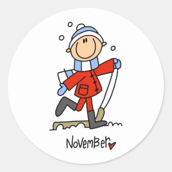 Month Of November Classic Round Sticker by stick_figures at Zazzle