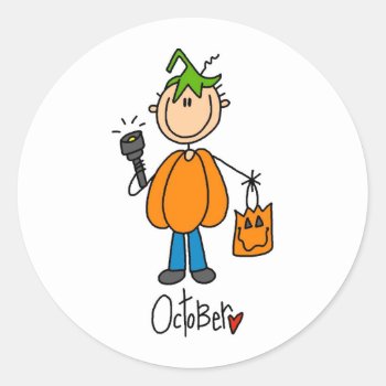 Month Of October Classic Round Sticker by stick_figures at Zazzle