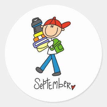 Month Of September Classic Round Sticker by stick_figures at Zazzle