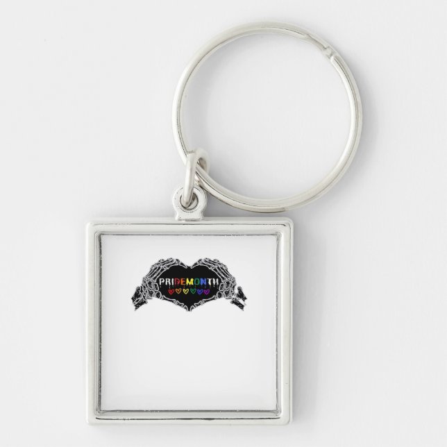 Month Skeleton Heart Hands LGBTQIA  Keychain (Front)