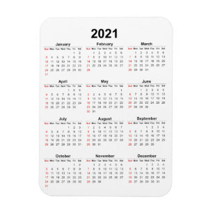 Monthly 2021 Calendar Magnet