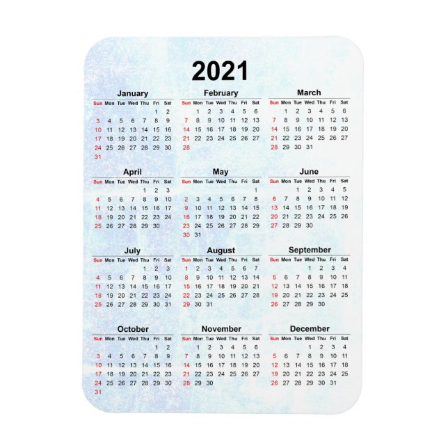 Monthly 2021 Calendar Magnet Textured (Vertical)