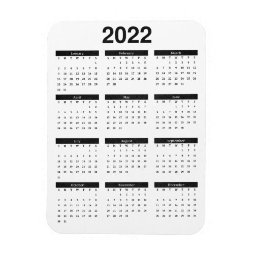 Monthly 2022 Calendar Magnet