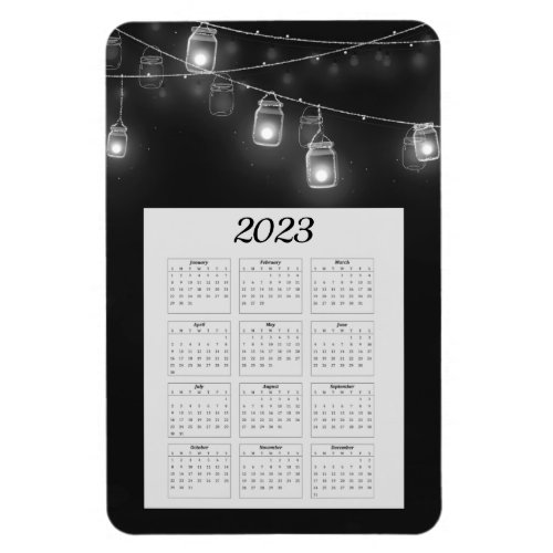 Monthly 2023 Calendar Magnet with Cafe Lights