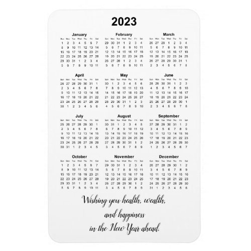 Monthly 2023 Calendar Magnet with Quote
