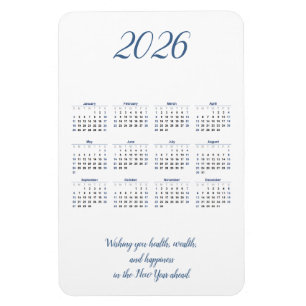 Monthly 2026 Calendar Magnet with Quote