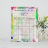 Monthly Bills Check off Chart Fuzzy Colors Design (Standing Front)