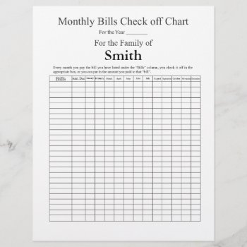 Monthly Bills Check Off List - Plain by Lynnes_creations at Zazzle