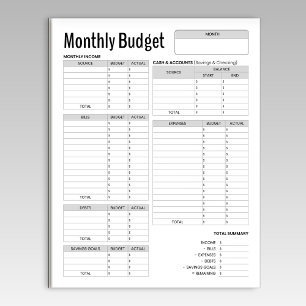 Monthly Budget Notepad