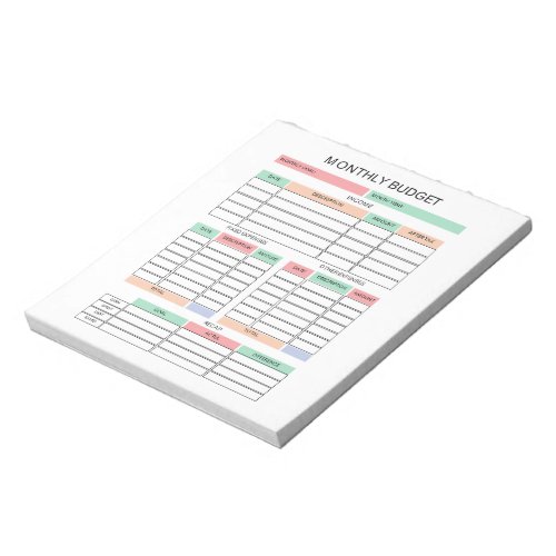 Monthly Budget Notepad