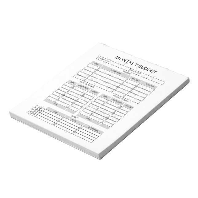 Monthly Budget Planner Notepad (Rotated)