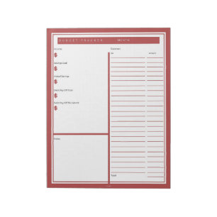 Monthly Budget Tracker Notepad