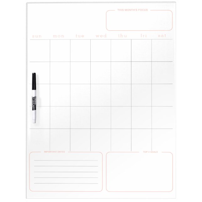 Monthly Calendar Board with Goal Planning (Front)