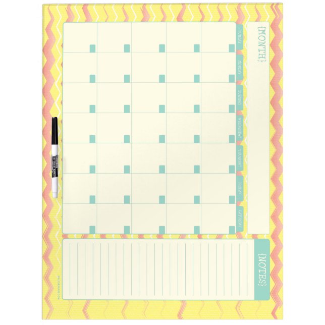 Monthly Calendar Dry Erase Board - Chevron (Front)