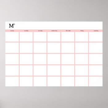 Monthly Calendar : Poster by luckygirl12776 at Zazzle