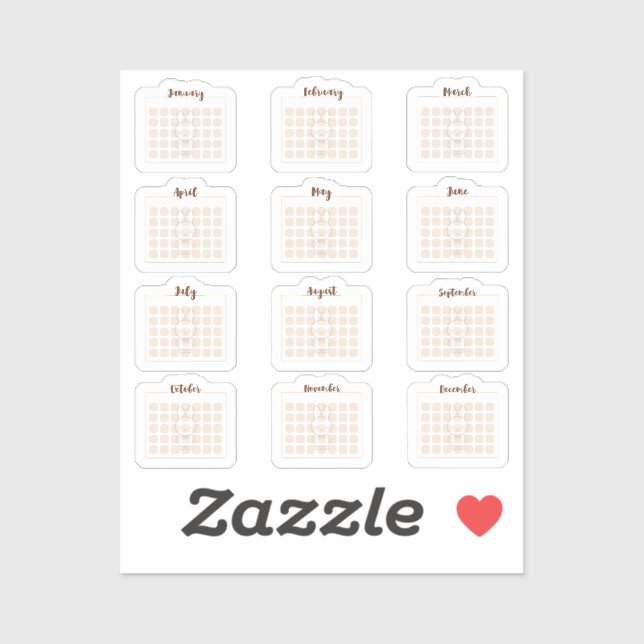 Monthly calendar Sheet Sticker (Sheet)